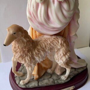 LEONARDO COLLECTION Statue Lady Borzoi Dog Figurine Florence Estate Collectible